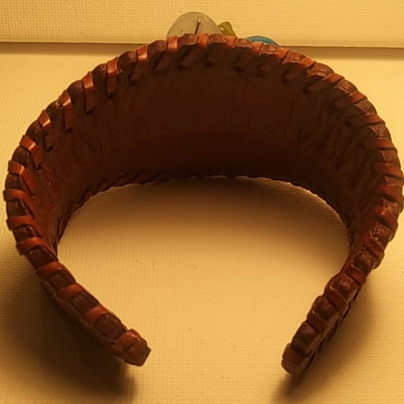 Boho Leather Beaded Cuff Bracelet - Picture 2 of 3